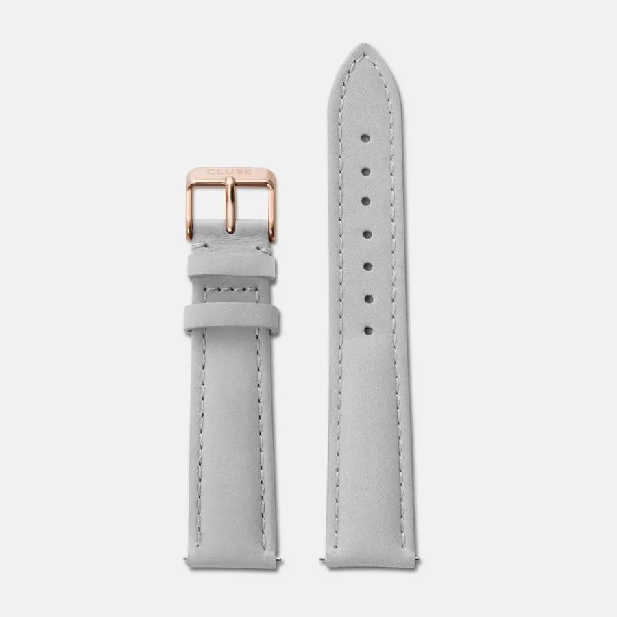 Strap 18 mm Leather Grey, Rose Gold Colour