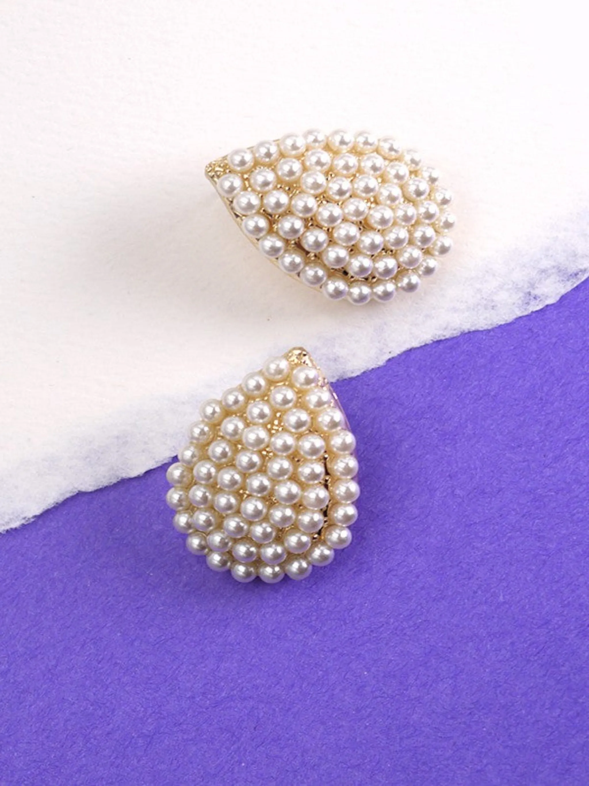 Tear Drop Pearl Earrings - Gold