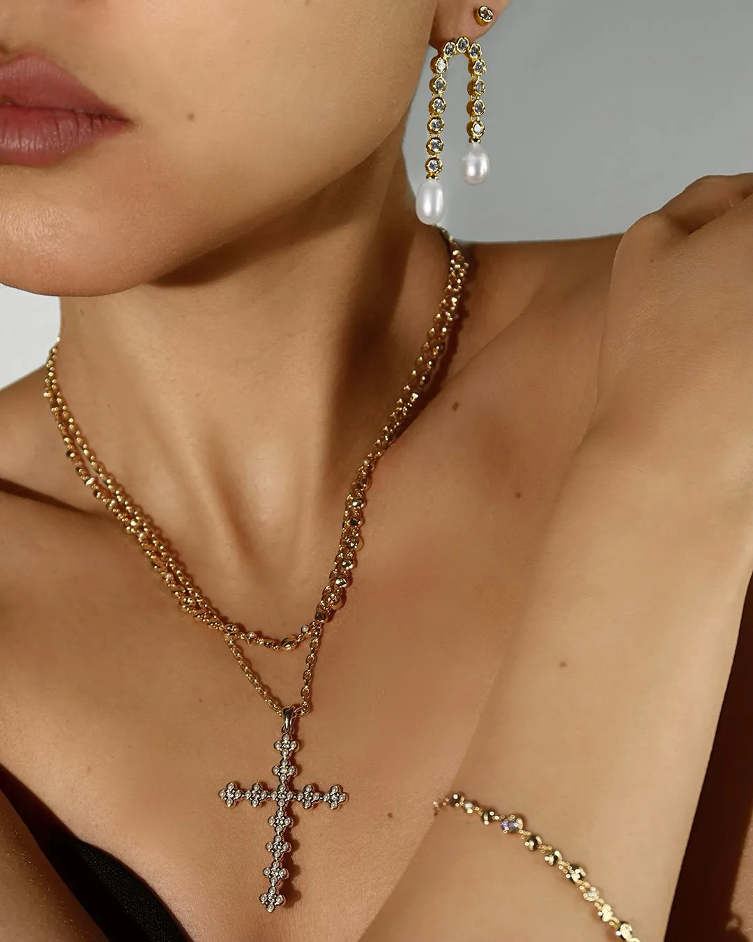 The Daisy Stud Cross Necklace