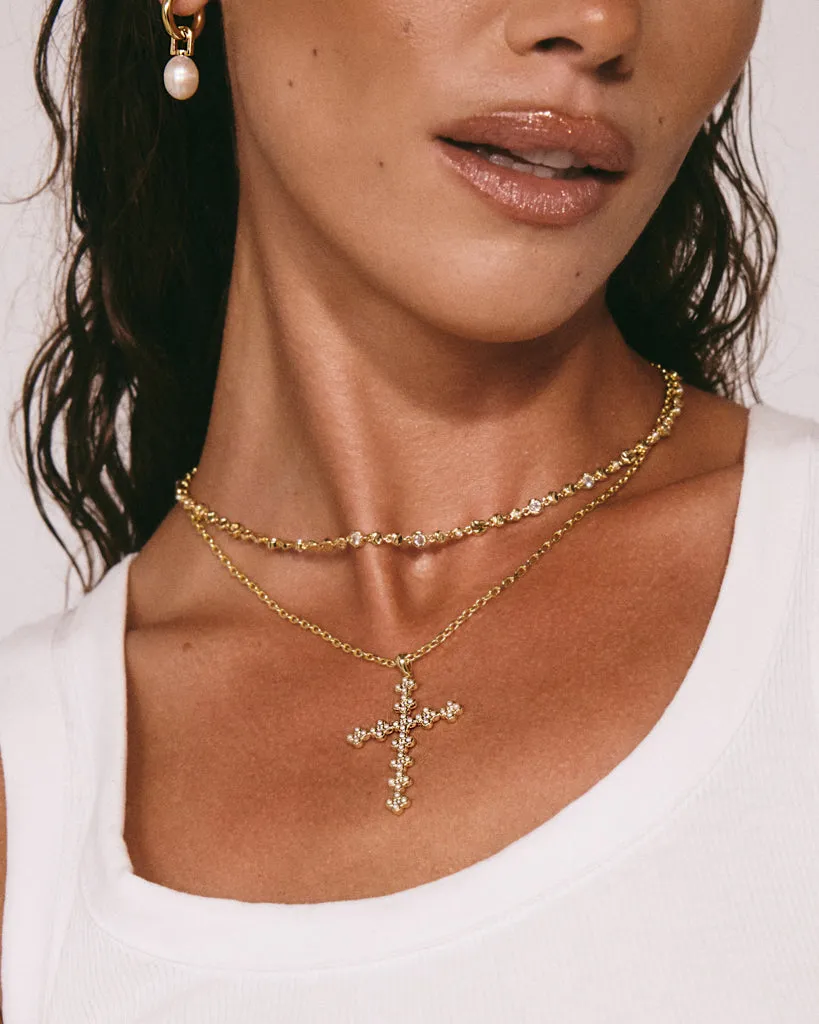 The Daisy Stud Cross Necklace