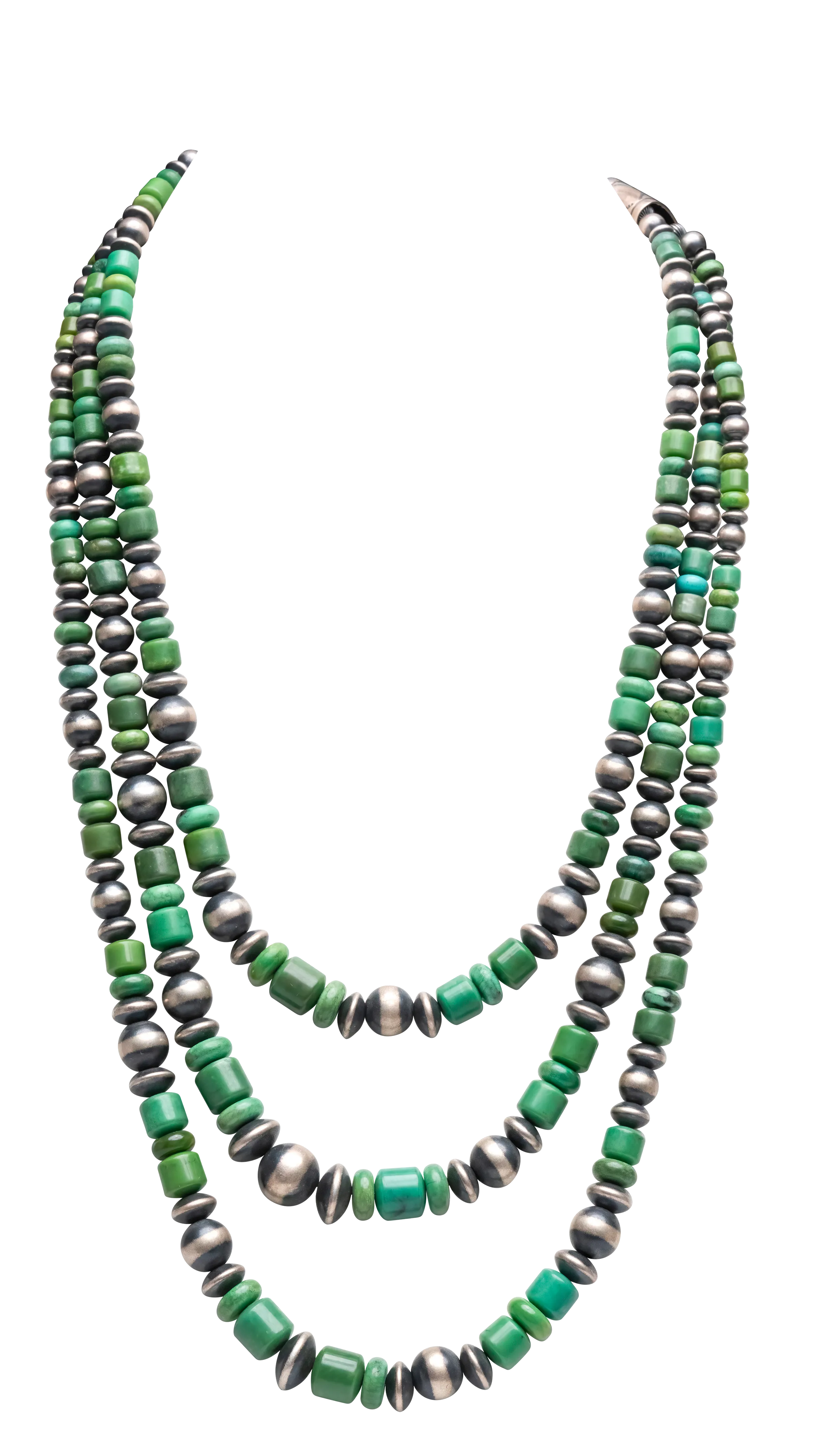 Three Strand Royston Turquoise and Navajo Pearl Necklace | Navajo Handmade