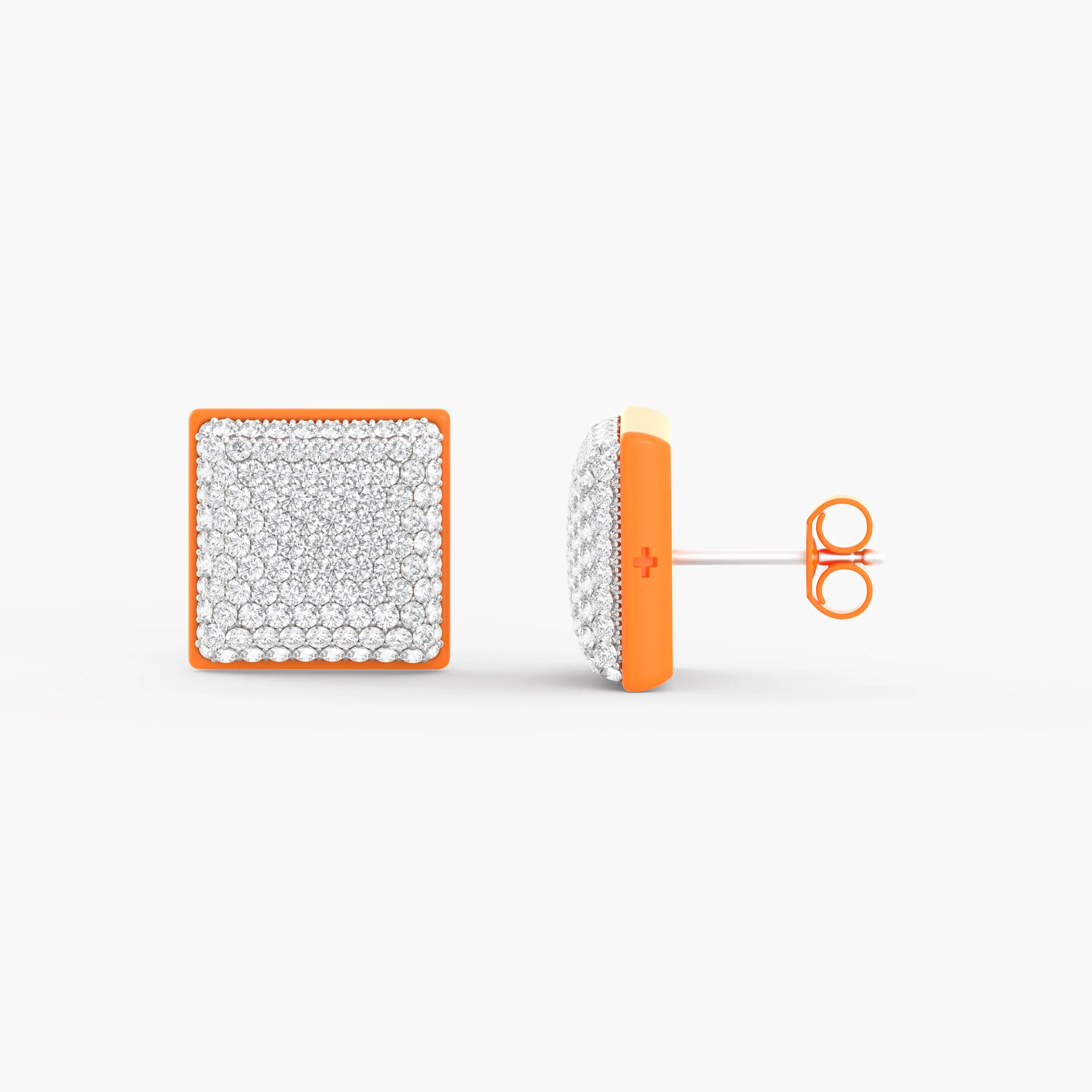 Two-Tone Community Studs in Tangerine