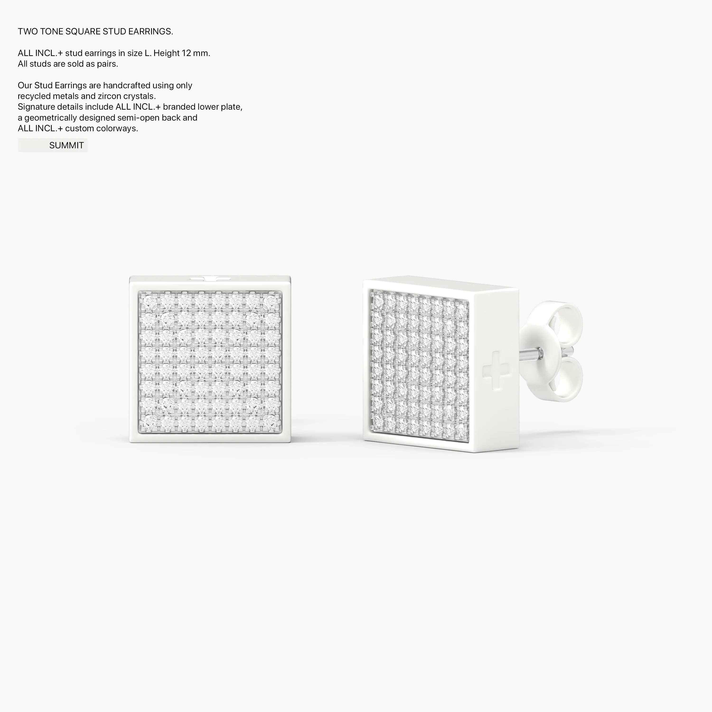 Two-Tone Square Studs in Summit