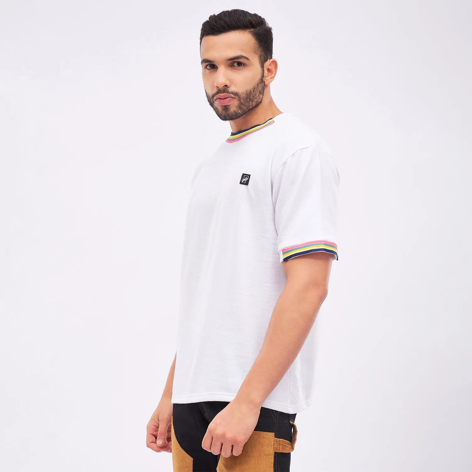 White Rainbow Tape Oversized Tee