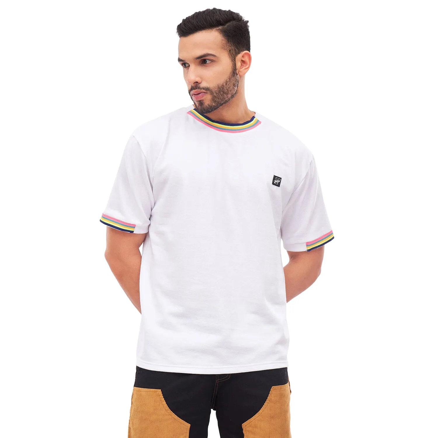 White Rainbow Tape Oversized Tee