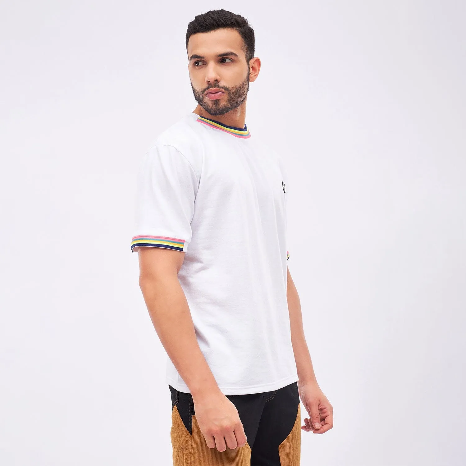 White Rainbow Tape Oversized Tee