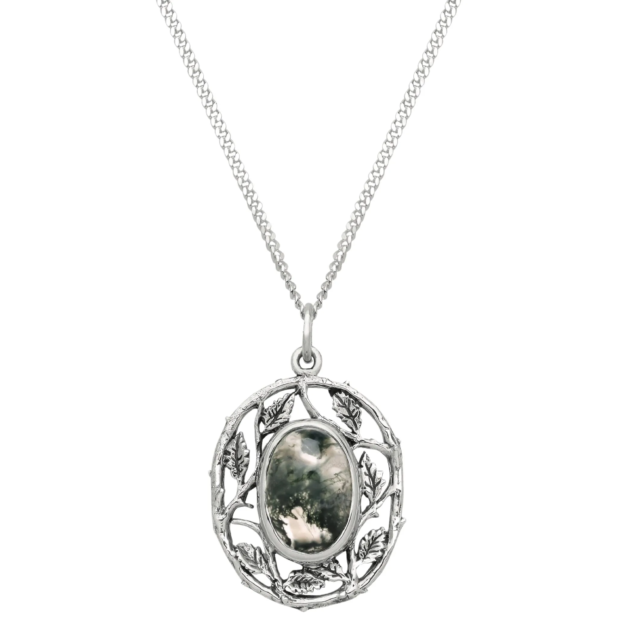 WILD WOODS - Moss Agate & Sterling Silver Necklace